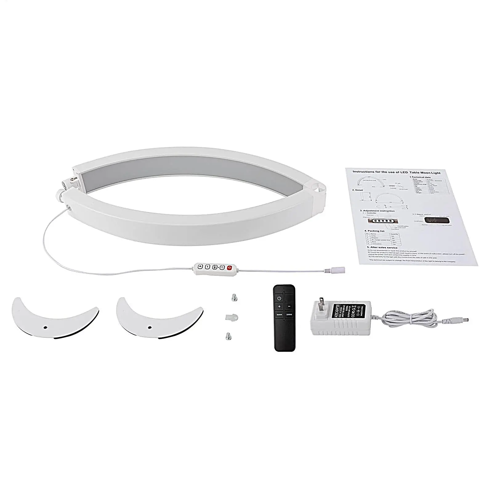 Lamp For Nail Desk Adjustable Half Moon Light 40W Remote Control Foldable Lamp For Eyelash Women Girls Beauty Home Skin Care