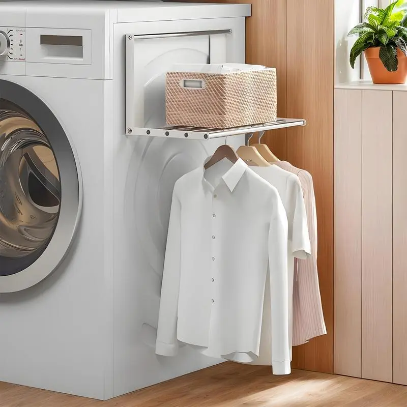 Magnetic Laundry Shelf Washing Machine Folding Rack Multifunctional Telescopic Magnetic Washer Shelf for Laundry Bathroom
