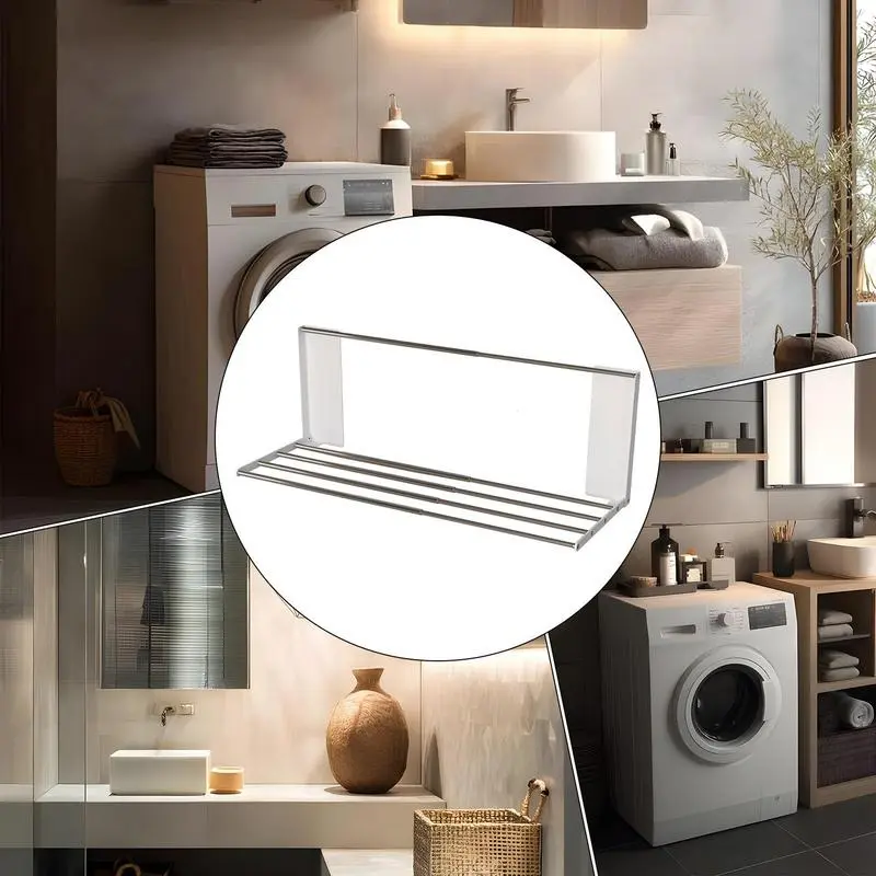 Magnetic Laundry Shelf Washing Machine Folding Rack Multifunctional Telescopic Magnetic Washer Shelf for Laundry Bathroom
