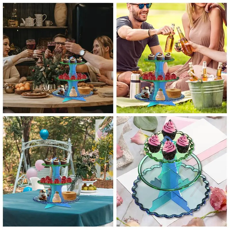 Cake Stand Resin Mold Cup Cake Holder Mould 3-Tier Epoxy Resin Tiered Tray Molds Resin Silicone Casting Mold For DIY Making