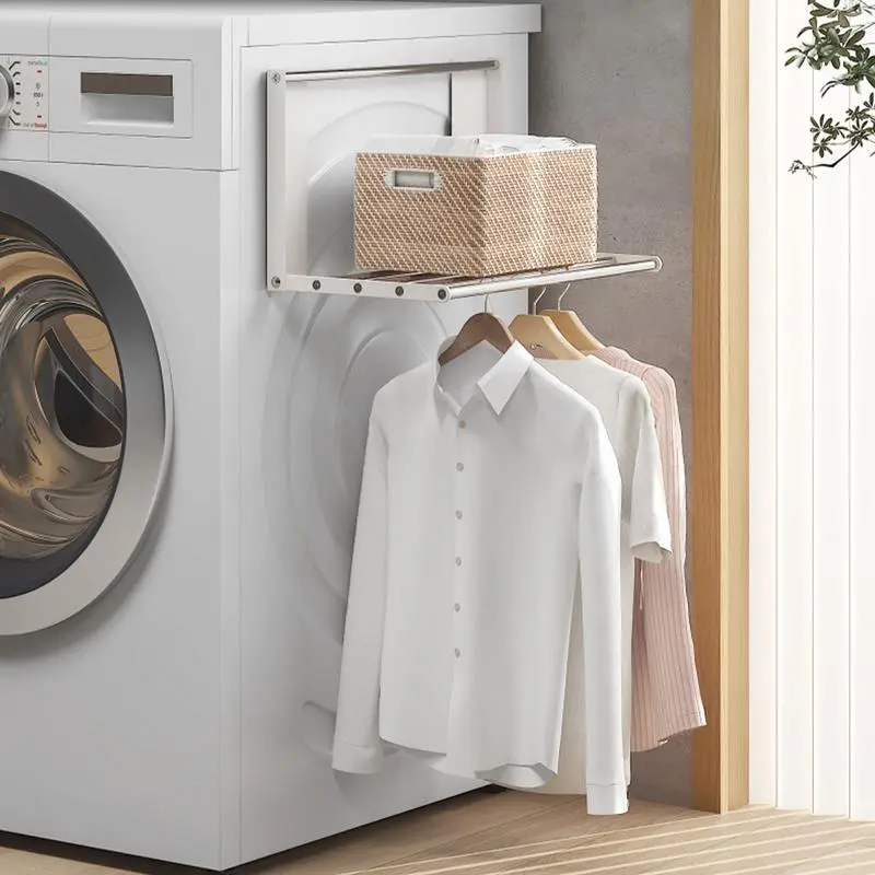 Magnetic Laundry Shelf Washing Machine Folding Rack Multifunctional Telescopic Magnetic Washer Shelf for Laundry Bathroom