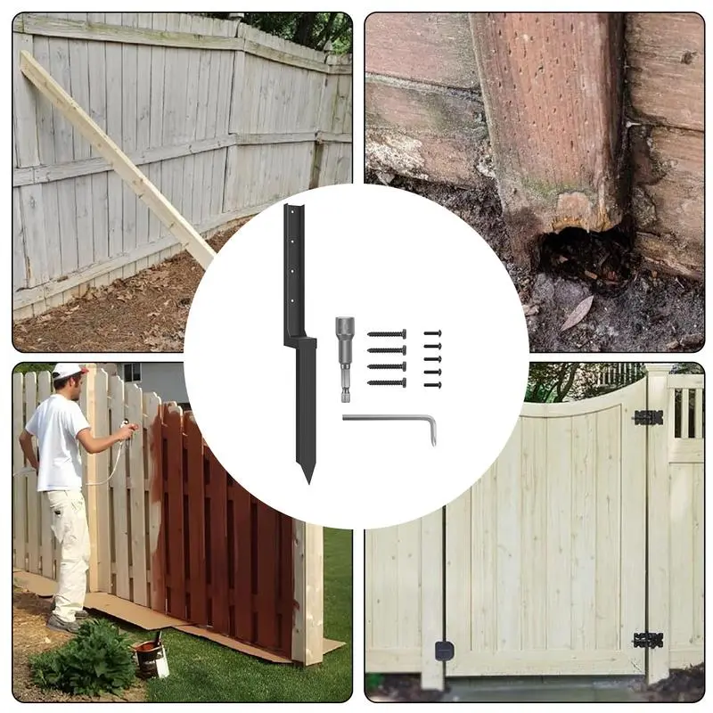 Fence Post Repair Fence Post Repair Spike Heavy Metal Replacement Thickened Quick Easy Spikes For Ground Lawn Fencing Leaning