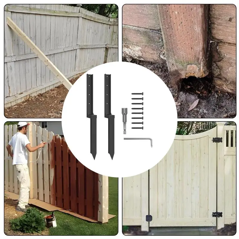 Fence Post Repair Fence Post Repair Spike Heavy Metal Replacement Thickened Quick Easy Spikes For Ground Lawn Fencing Leaning