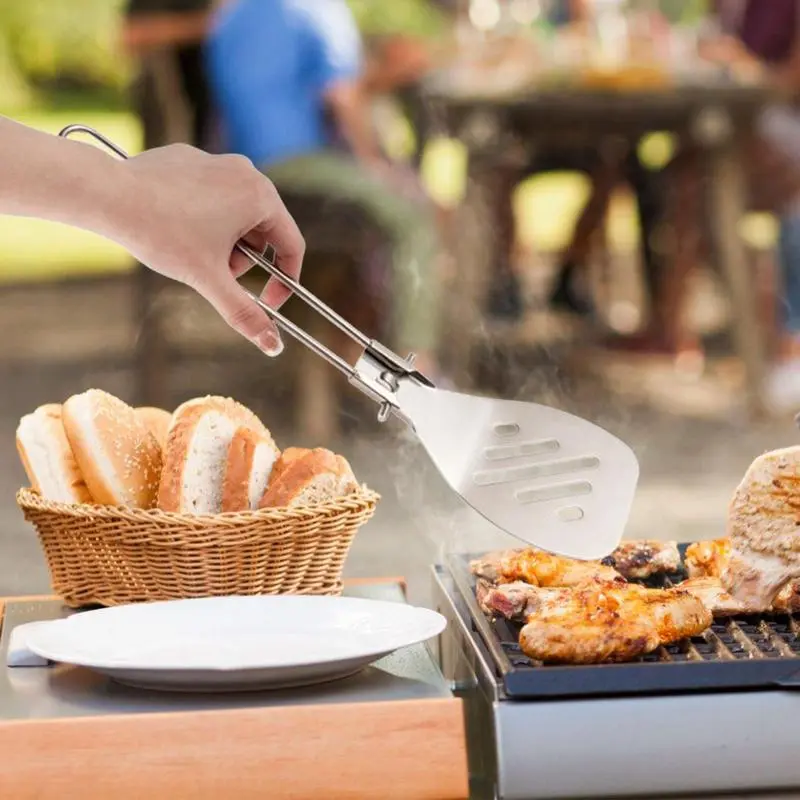 Steel Spatula For Camping Camping Frying Spatula Spoon Heat Resistant Omelet Spatula Flexible Scrapers Folding Flatware Kitchen