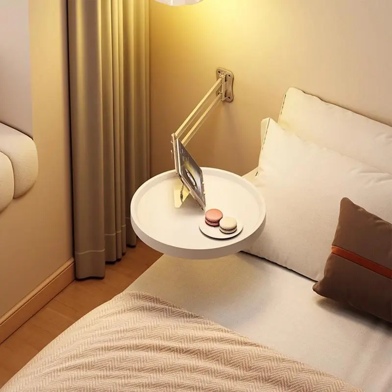 Wall Mounted Side round Table Round Living Room Desk 180 Rotation Foldable Coffee Table Small Wall Desk Wall Hanging Card Table