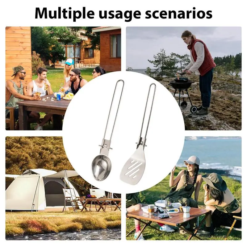 Steel Spatula For Camping Camping Frying Spatula Spoon Heat Resistant Omelet Spatula Flexible Scrapers Folding Flatware Kitchen