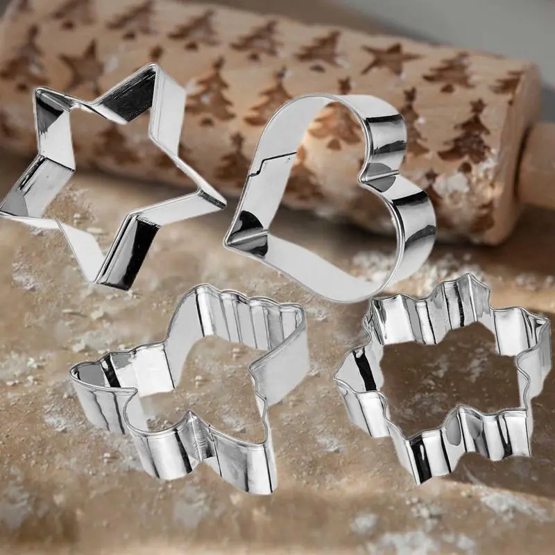 Stainless Steel Cookie Cutters Christmas 12X Stainless Soft Candy Cutter Set Festival Cookie Baking Molds For Soft Candy