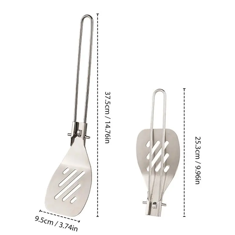 Steel Spatula For Camping Camping Frying Spatula Spoon Heat Resistant Omelet Spatula Flexible Scrapers Folding Flatware Kitchen