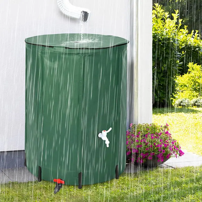 Rain Barrel 26 Gallon PVC Folding Rain Collection Barrel Water Catcher Container System Rain Water Tank With Filter Spigot