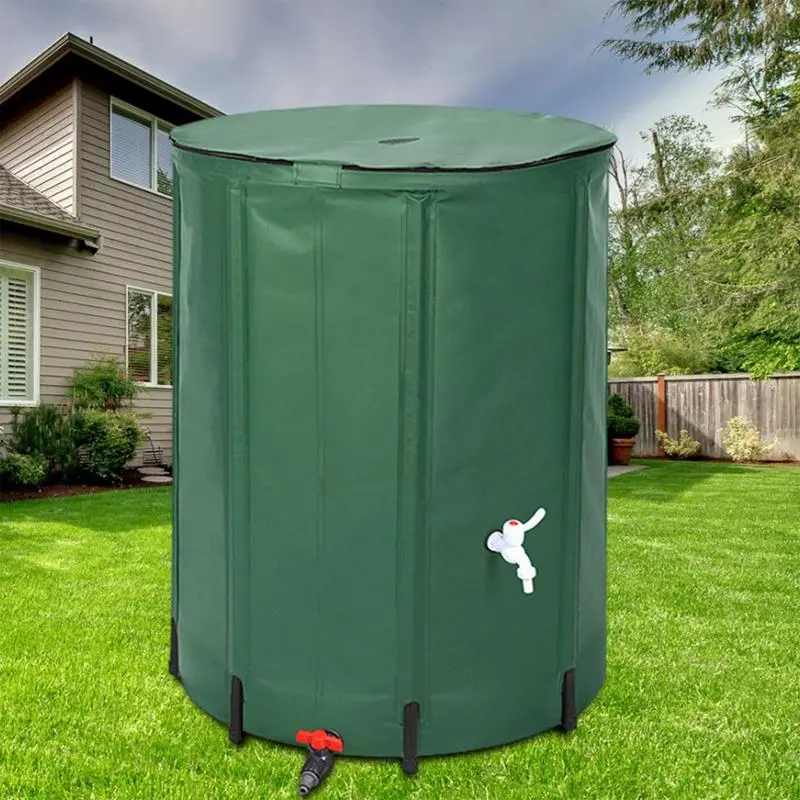 Rain Barrel 26 Gallon PVC Folding Rain Collection Barrel Water Catcher Container System Rain Water Tank With Filter Spigot