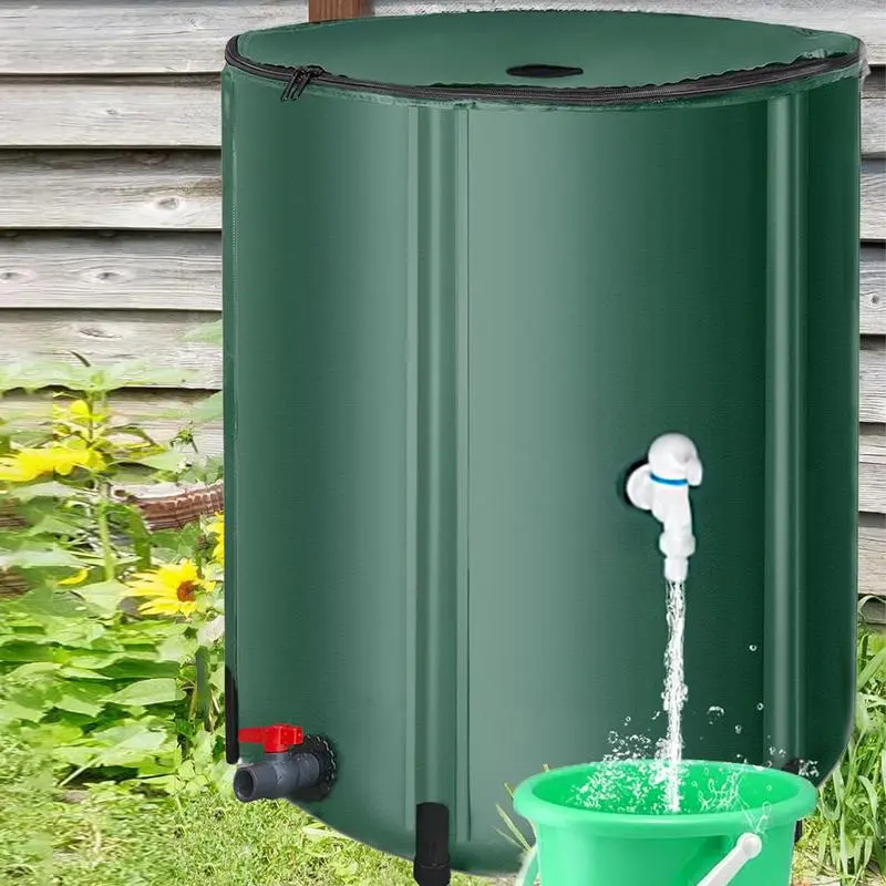 Rain Barrel 26 Gallon PVC Folding Rain Collection Barrel Water Catcher Container System Rain Water Tank With Filter Spigot