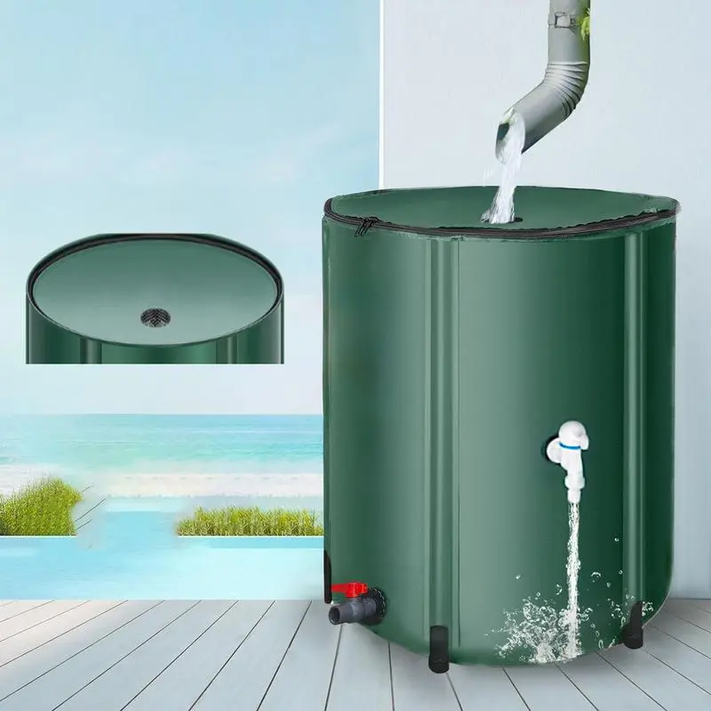 Rain Barrel 26 Gallon PVC Folding Rain Collection Barrel Water Catcher Container System Rain Water Tank With Filter Spigot