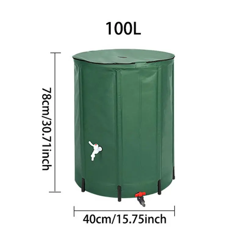 Rain Barrel 26 Gallon PVC Folding Rain Collection Barrel Water Catcher Container System Rain Water Tank With Filter Spigot