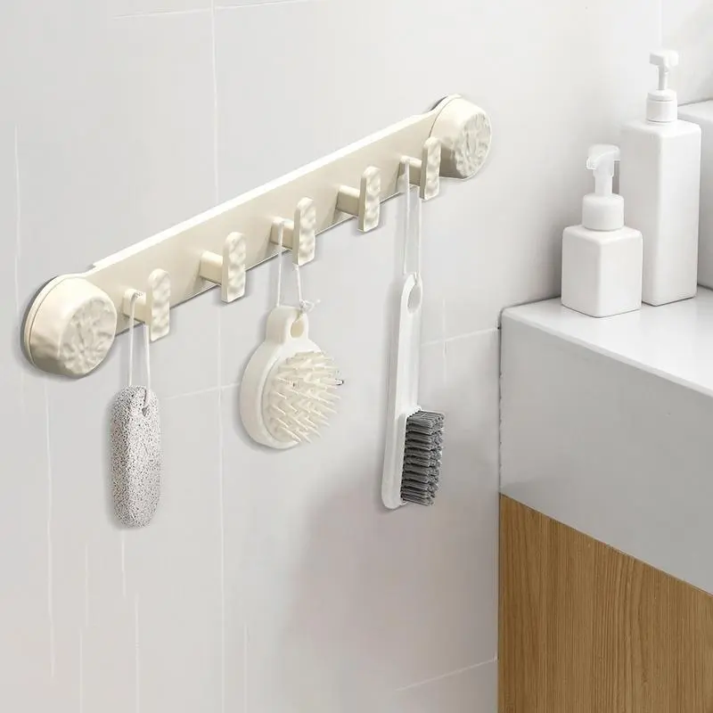 Towel Rack Rotating Suction Cup Hanger With 5 Hooks Towel Hook Hat Organizer For Bathroom Kitchen Bedroom