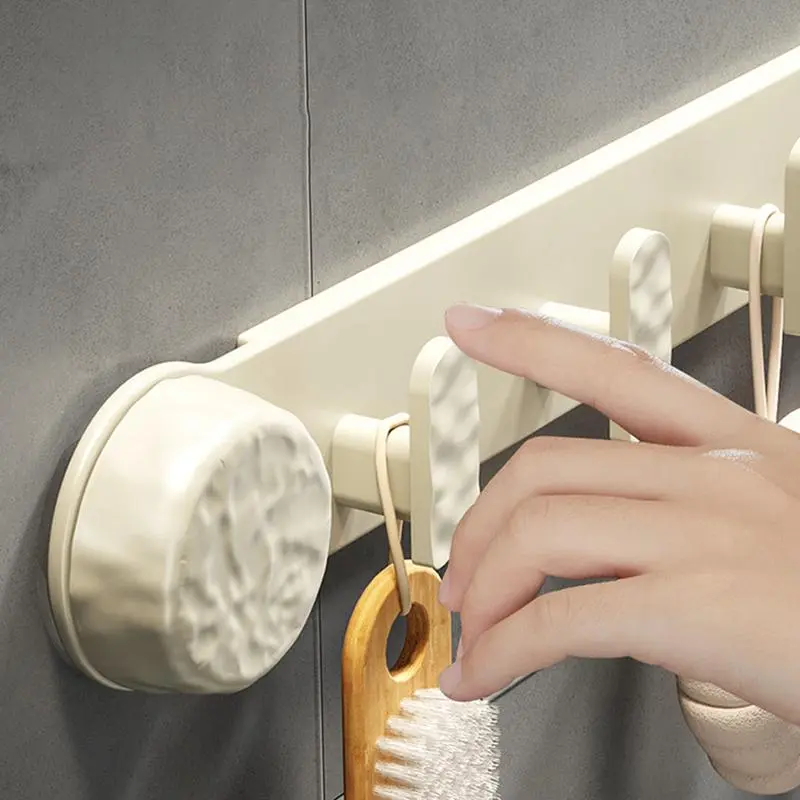 Towel Rack Rotating Suction Cup Hanger With 5 Hooks Towel Hook Hat Organizer For Bathroom Kitchen Bedroom