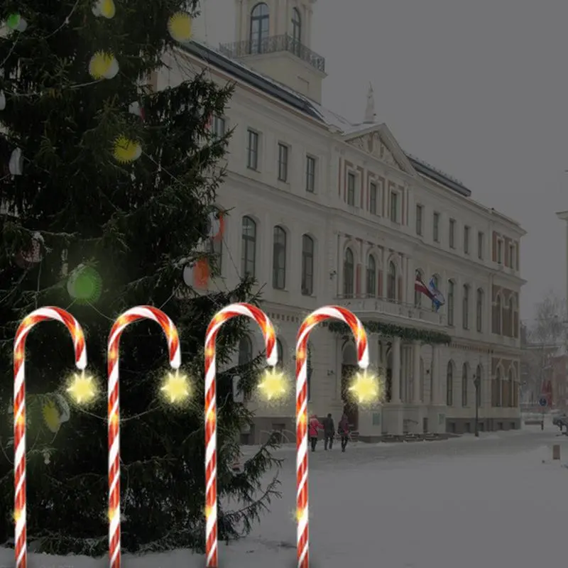 Candy Cane Lights With Stakes Solar Powered LED Stake Lights With Star 1 To 8 LED Stake Lights Floor Lamp With Star Christmas