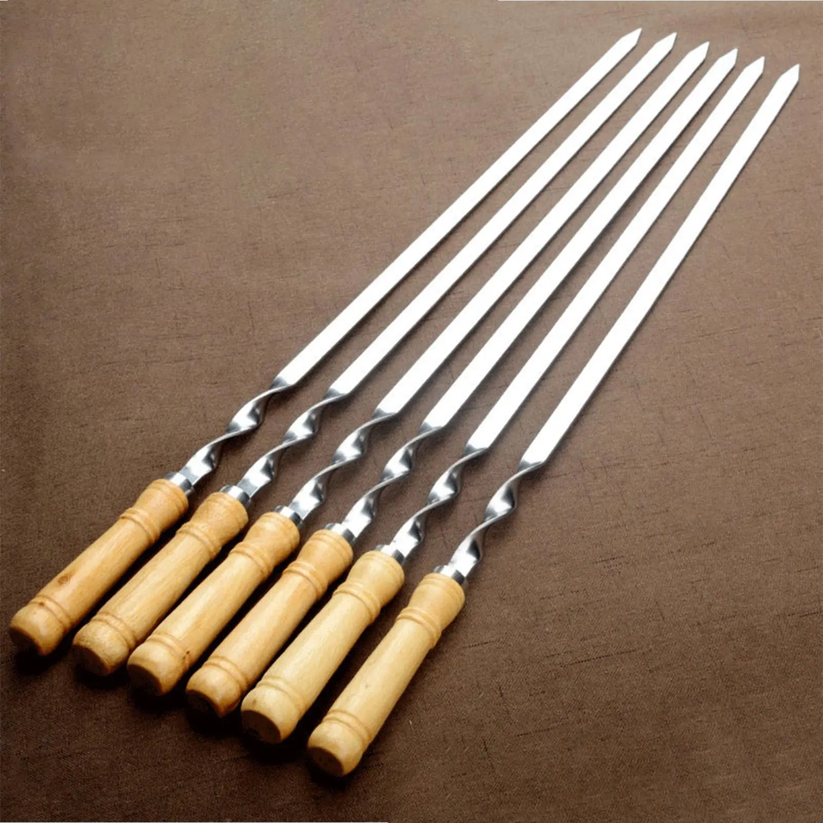 Grilling Skewers Bbq Garden Metal Grilling Skewers 6 Pieces Stainless Steel Long Reusable Flat Bbq Tools For Camping Vegetable
