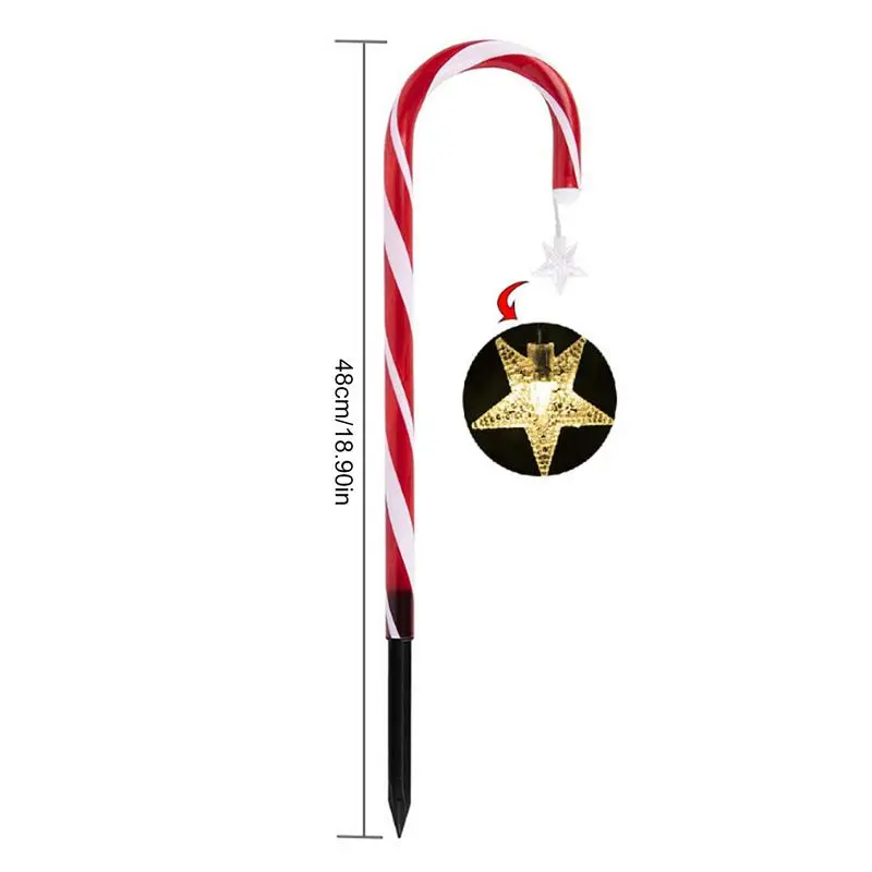 Candy Cane Lights With Stakes Solar Powered LED Stake Lights With Star 1 To 8 LED Stake Lights Floor Lamp With Star Christmas