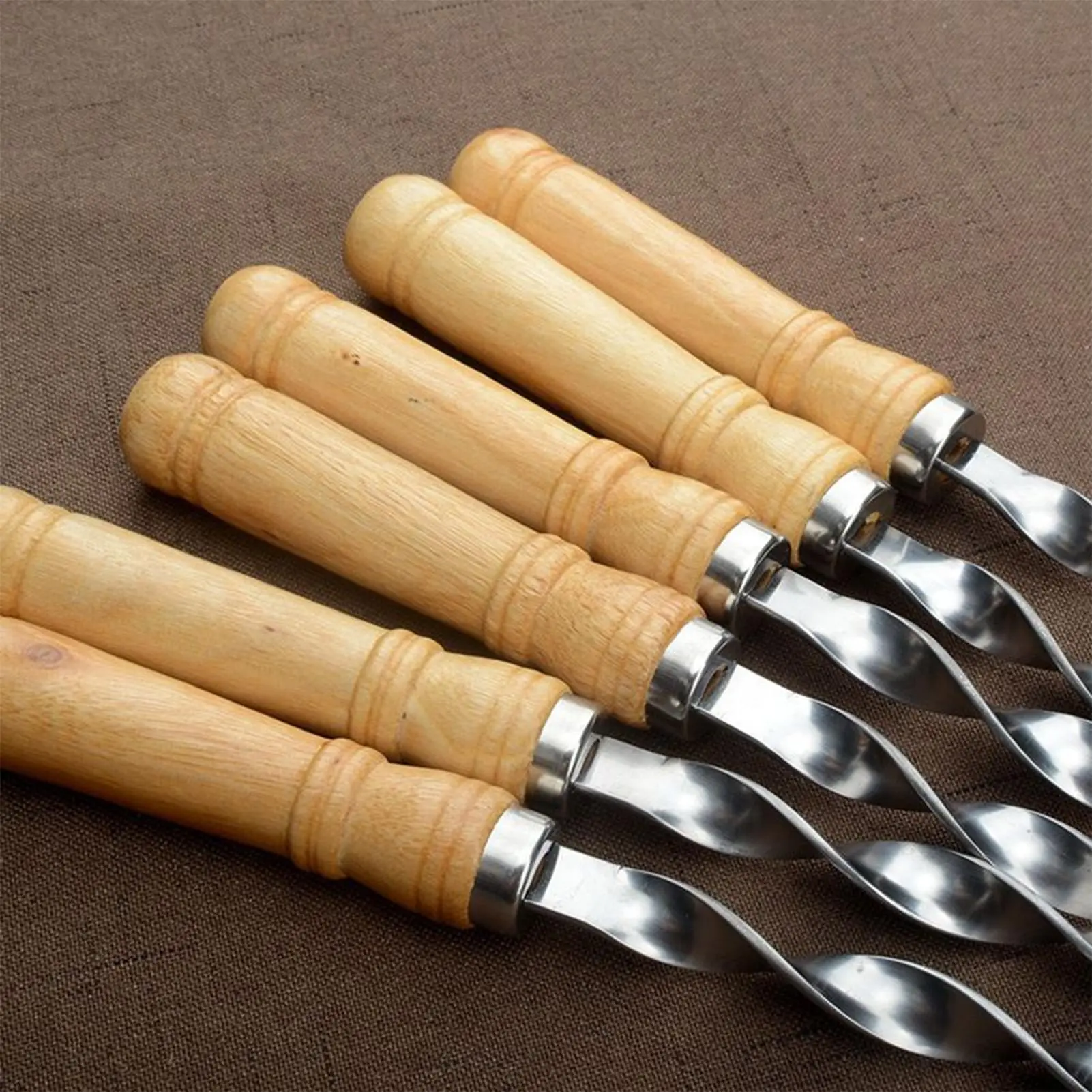 Grilling Skewers Bbq Garden Metal Grilling Skewers 6 Pieces Stainless Steel Long Reusable Flat Bbq Tools For Camping Vegetable