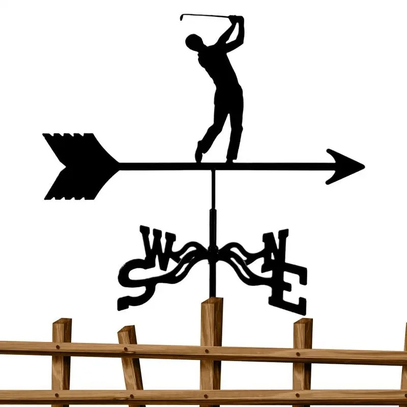 Weather Vanes for Roofs Weather-Resistant Wind Vane Golf Design Direction Indicator Metal Spinner Rust-Proof Roof Mount