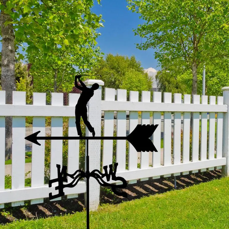 Weather Vanes for Roofs Weather-Resistant Wind Vane Golf Design Direction Indicator Metal Spinner Rust-Proof Roof Mount
