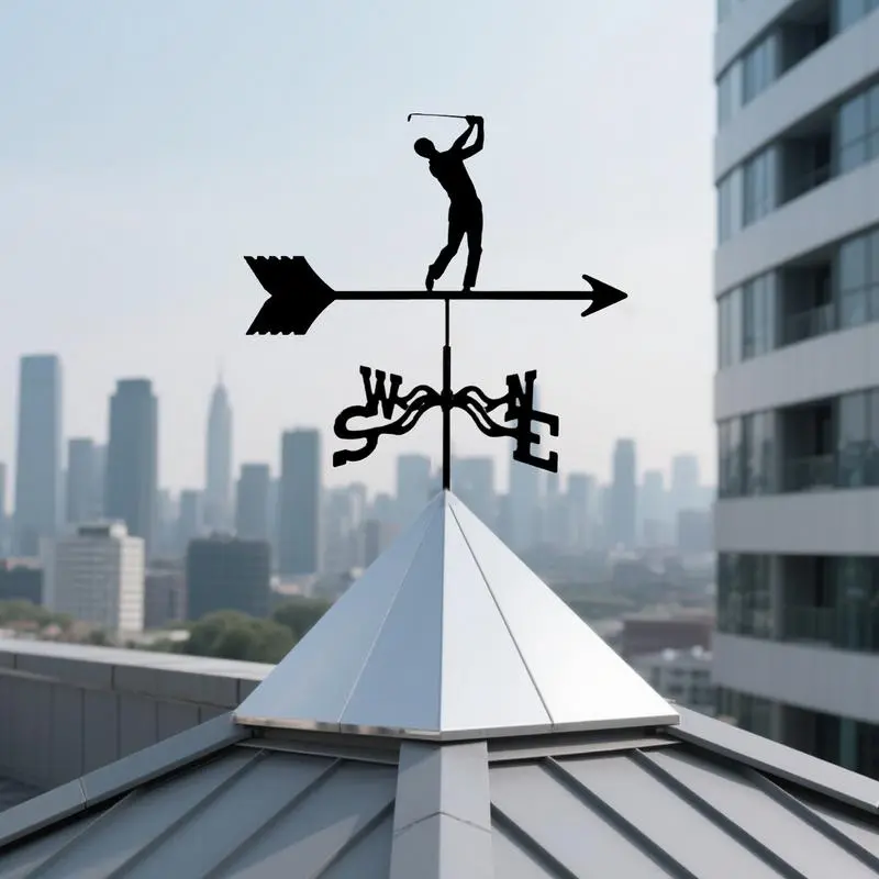 Weather Vanes for Roofs Weather-Resistant Wind Vane Golf Design Direction Indicator Metal Spinner Rust-Proof Roof Mount