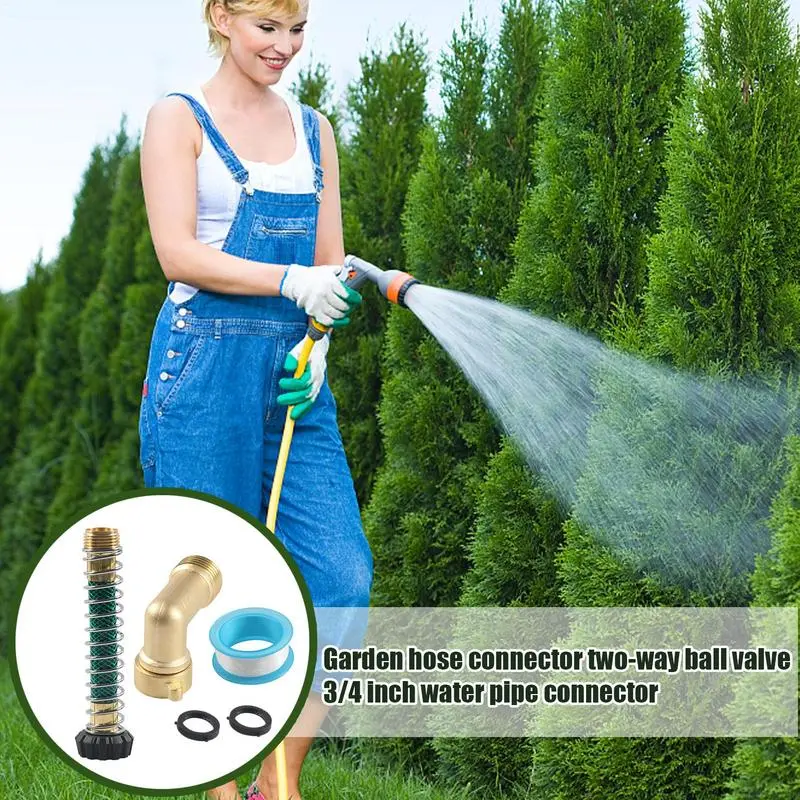 Water Hose Splitter Water Splitter With Spring Protector Leak-Proof 2 Way Connector 3/4 Inch Thread Hose Spigot Adapter For