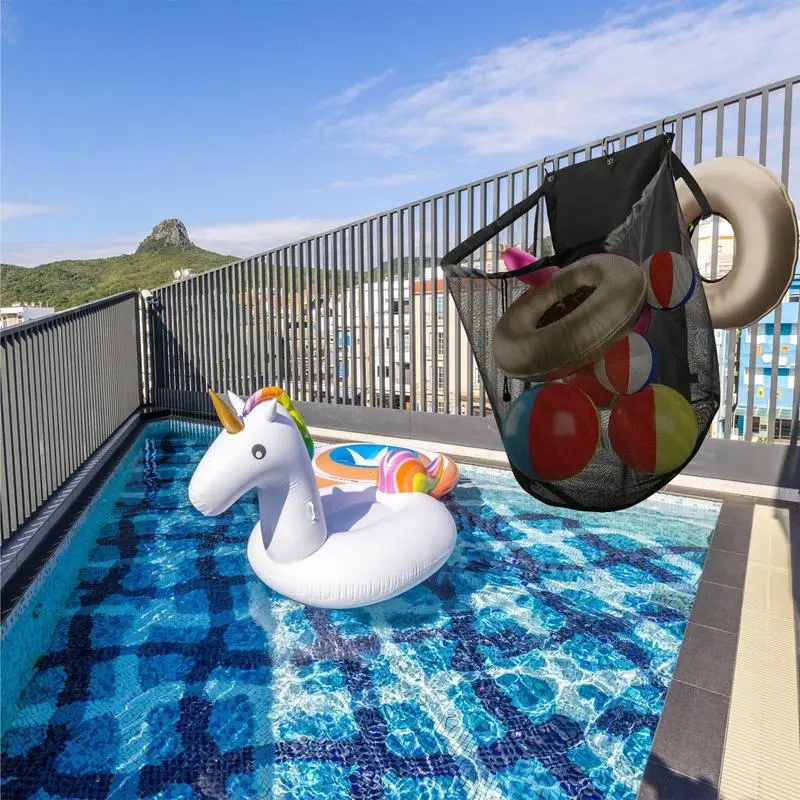 2pcs Pool Float Storage bag Toy Organizer Swimming Pool Mesh Bag  Adjustable Fence Net Holder Pool Larger Storage Mesh Bag