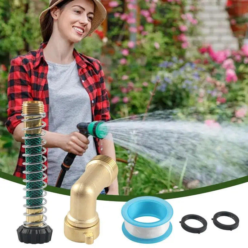 Water Hose Splitter Water Splitter With Spring Protector Leak-Proof 2 Way Connector 3/4 Inch Thread Hose Spigot Adapter For