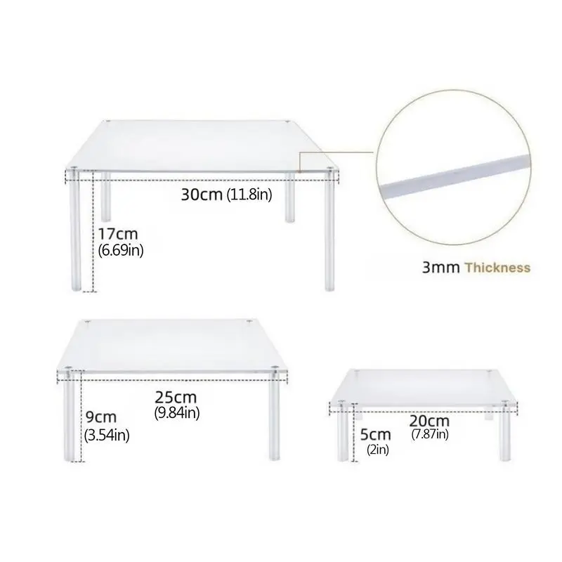 Acrylic Cake Disk Clear Cake Holder Dessert Display Riser 3 Pcs Cupcake Stand Acrylic Cake Display Stand For Birthday Party