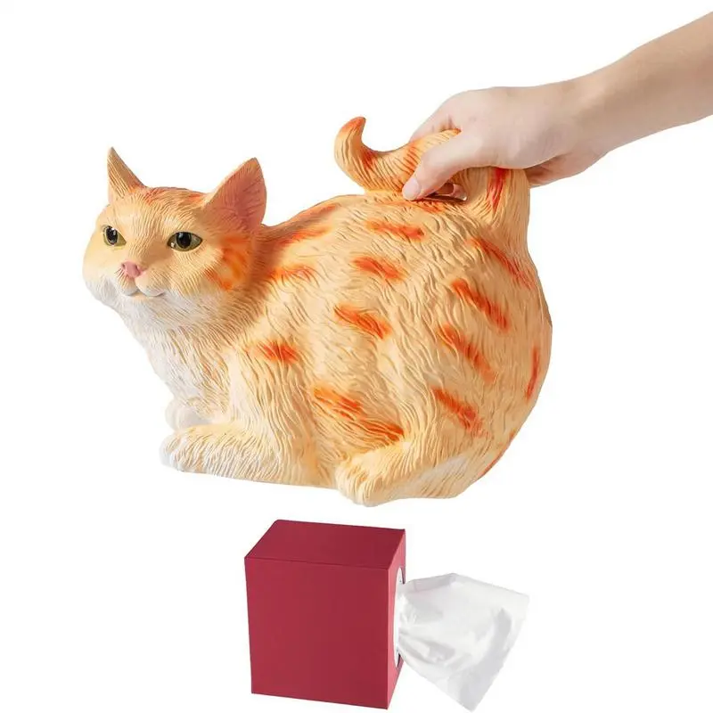 Cat Toilet Paper Holder Fun Tissue Box Cover Resin Animal Paper Towel Dispenser Multifunctional Funny Bathroom Accessories for