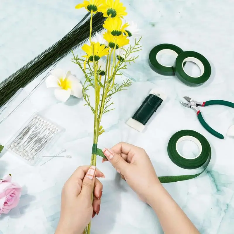 Floral Tape And Wire Bouquet Kit Creative Arts Crafts Stem Wraps Wedding Tool For Florist Corsages Projects Men Women
