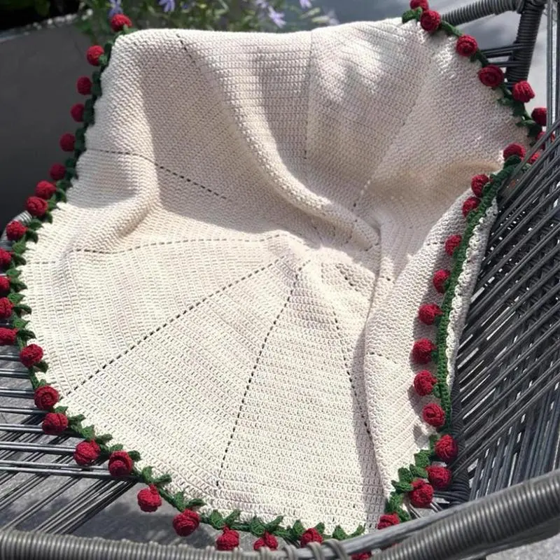 Couch Blankets Crochet Flowers Bouquet Throw Blanket Knitted Art Comfortable Home Napping Bedding Romantic for Mother's Day