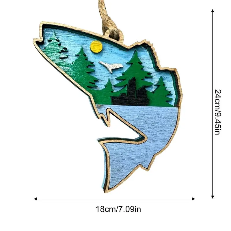 Rustic Wooden Fish Ornaments Shark Wall Art 3D Fish Decoration Coastal Cottage Decoration Countryside Home Ornaments For Table