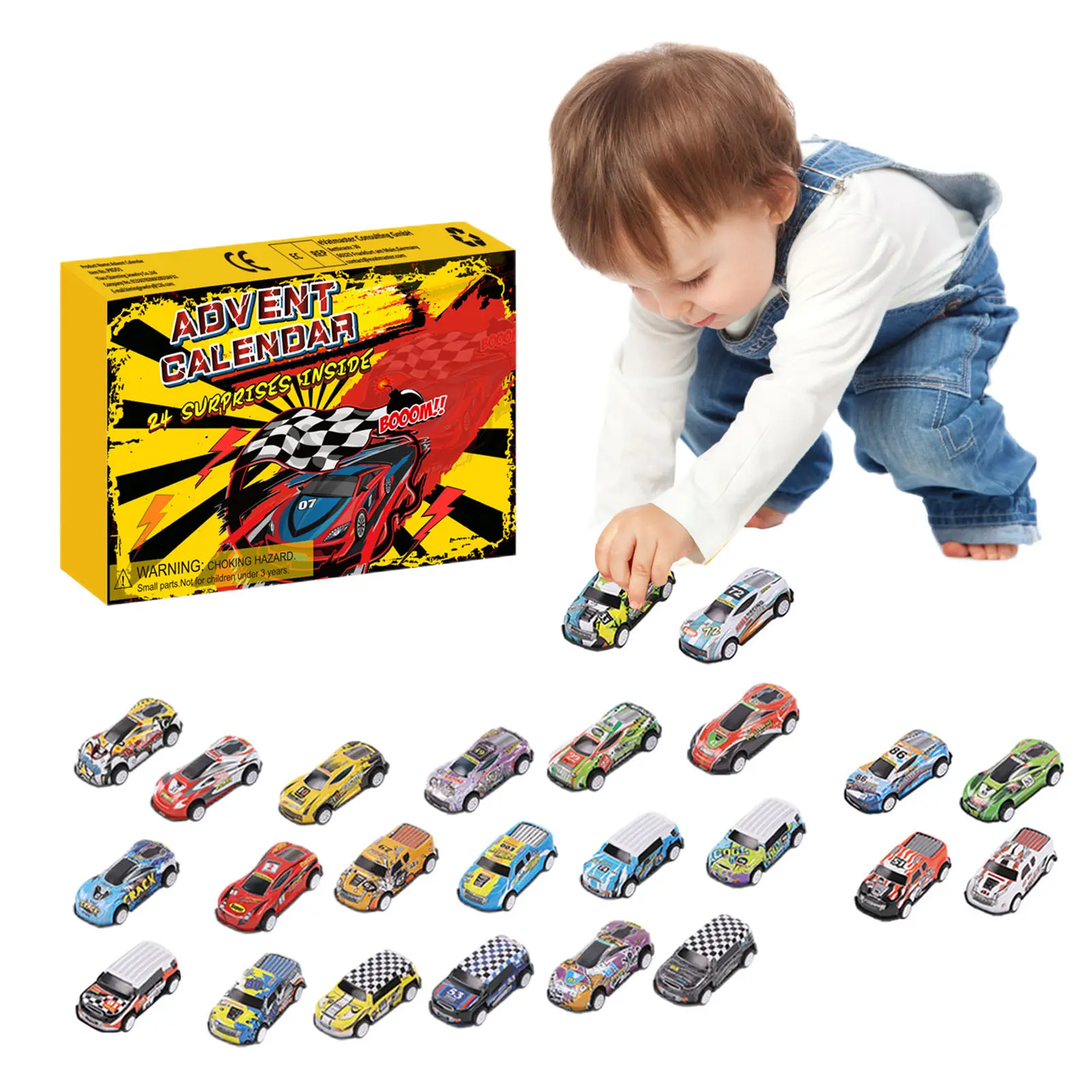 24PCS Christmas Advent Calendar Countdown Calendar Toy 24pcs Car Toy Children's Toy Car Christmas Gift New Year Calendar