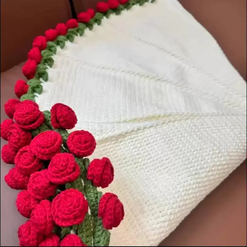 Couch Blankets Crochet Flowers Bouquet Throw Blanket Knitted Art Comfortable Home Napping Bedding Romantic for Mother's Day