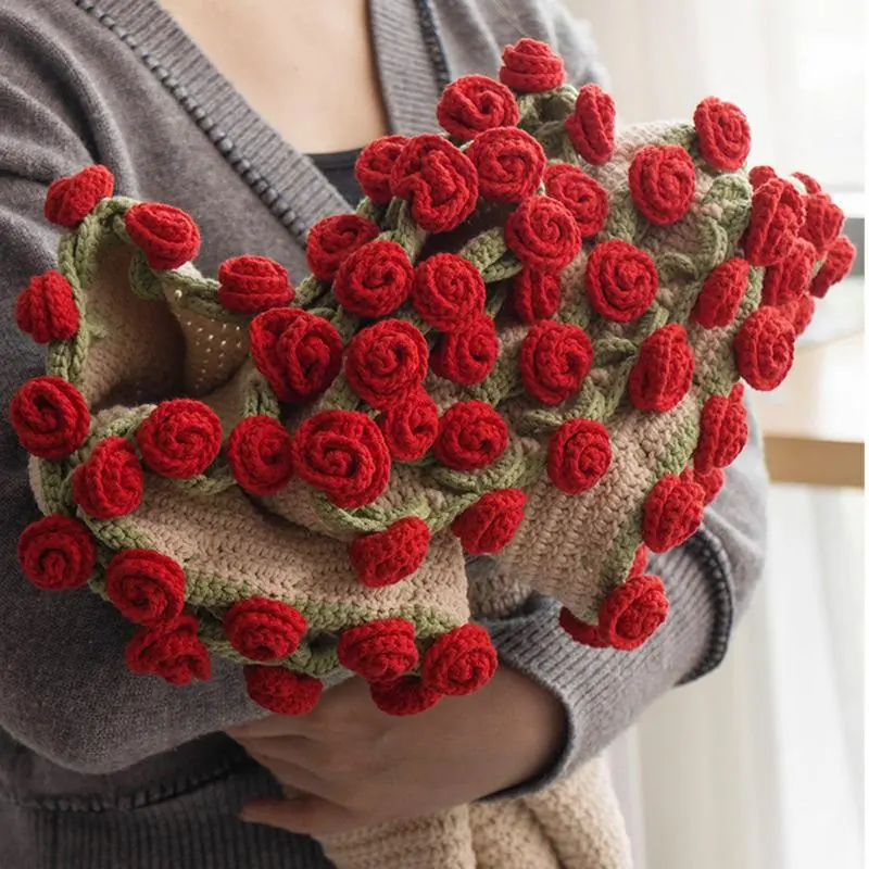 Couch Blankets Crochet Flowers Bouquet Throw Blanket Knitted Art Comfortable Home Napping Bedding Romantic for Mother's Day
