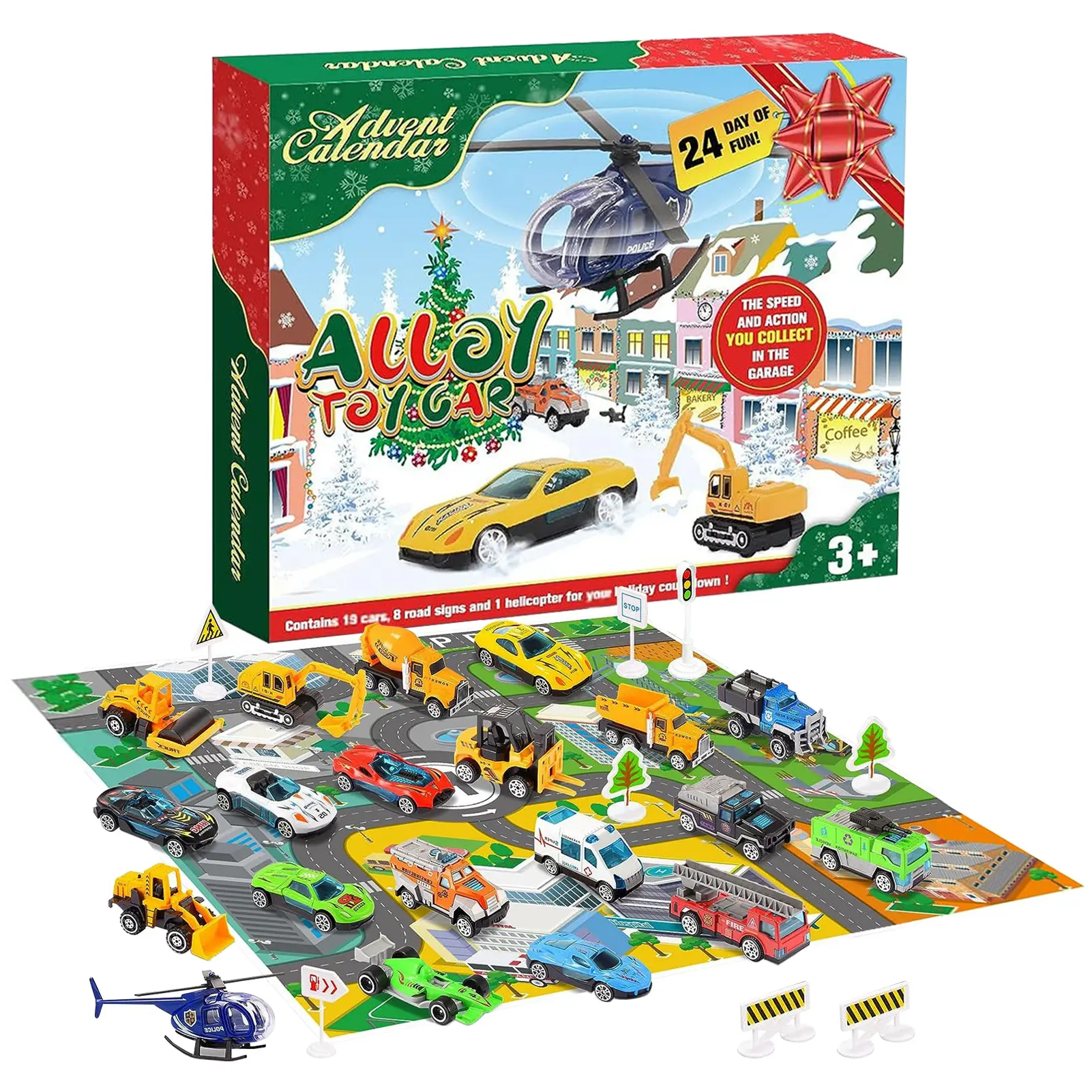 24PCS Christmas Advent Calendar Countdown Calendar Toy 24pcs Car Toy Children's Toy Car Christmas Gift New Year Calendar