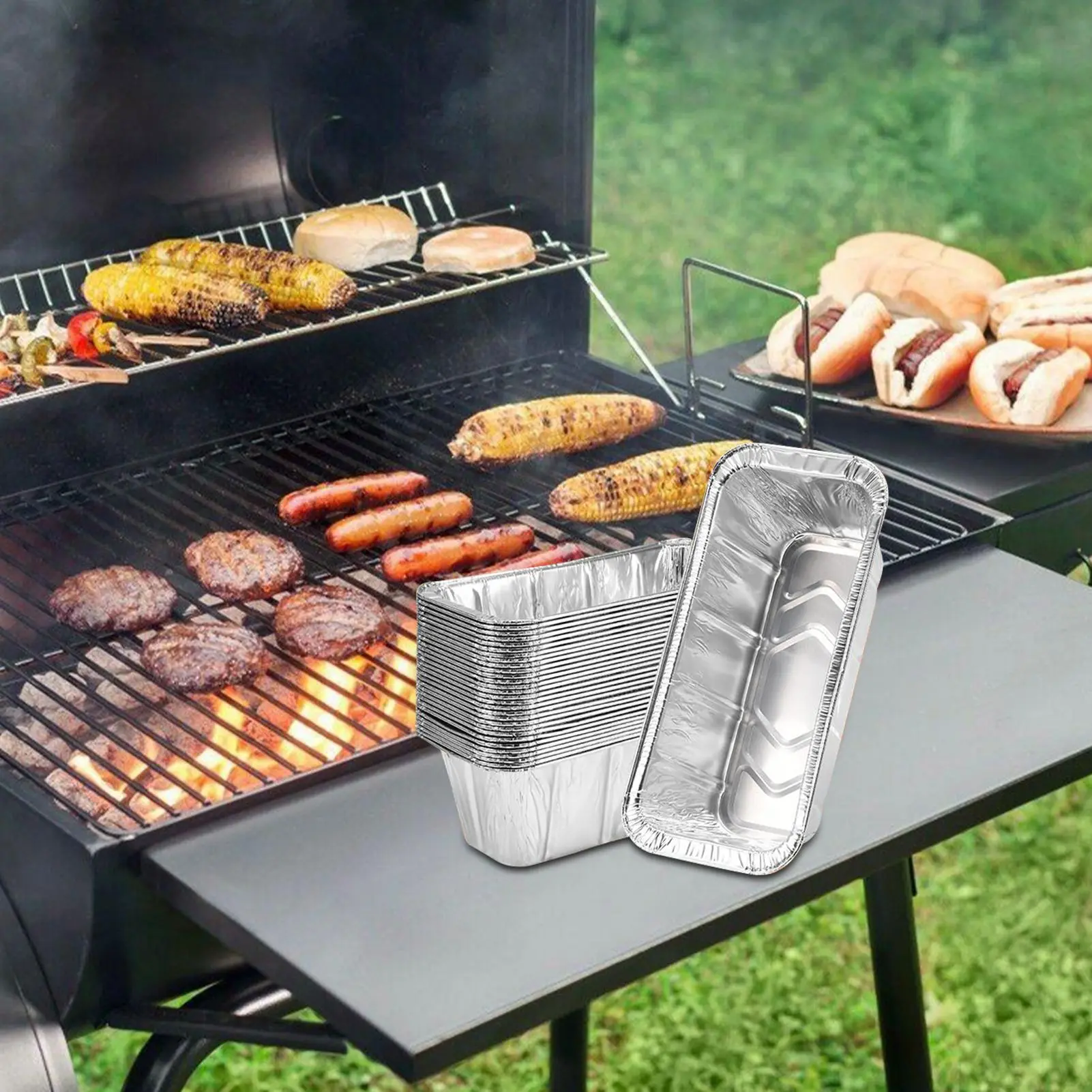 Aluminum Drip Pans For Grill Aluminum Foil Drip Pan Liners For Grilling 125 Pieces Oil Dripping Collection Tray BBQ Supplies For