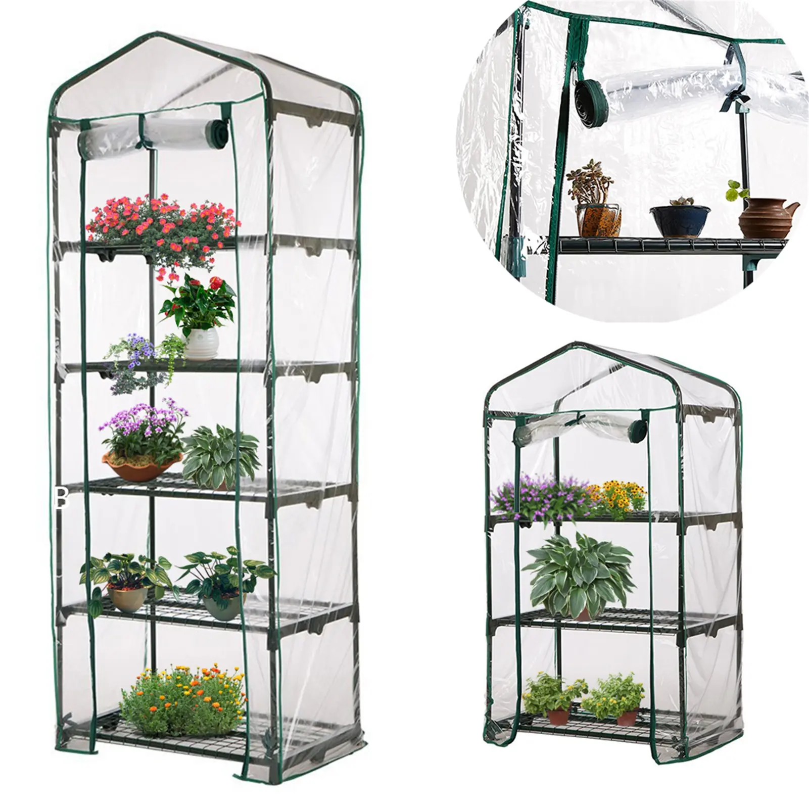 Garden Greenhouse Cover Durable Plant Cover 2/3/4/5 Tier PVC Warm Plant Grow Protect Green House PVC Cover Without Iron Rack