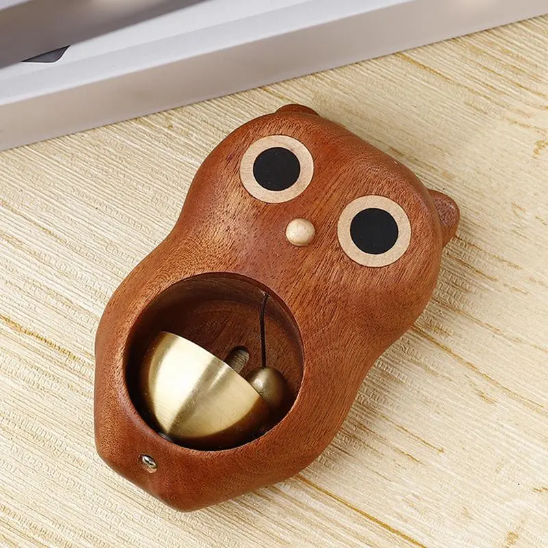 Owl Door Bell Door Chime Bell Wooden Door Chime Owl Doorbell Ornament Entrance Door Bell Decorative Wind Bell Owl Ornament