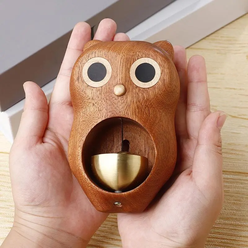 Owl Door Bell Door Chime Bell Wooden Door Chime Owl Doorbell Ornament Entrance Door Bell Decorative Wind Bell Owl Ornament