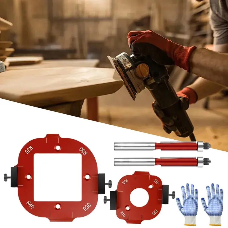 Router Templates For Woodworking 2X Router Corner Templates Routing Guide Set Aluminum Alloy Arc Cutting Auxiliary Tool For