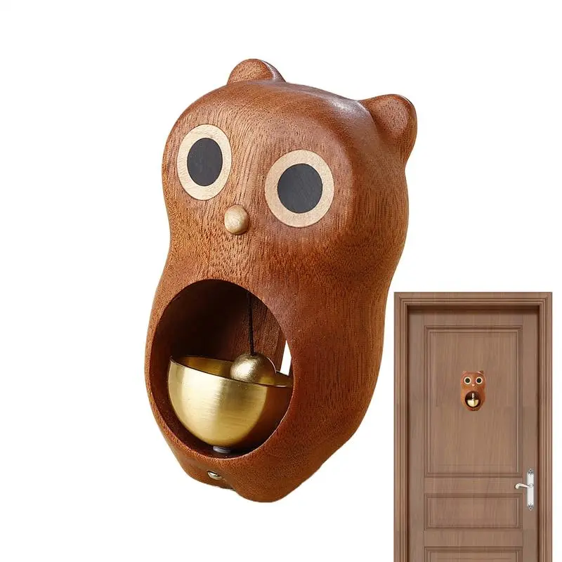 Owl Door Bell Door Chime Bell Wooden Door Chime Owl Doorbell Ornament Entrance Door Bell Decorative Wind Bell Owl Ornament