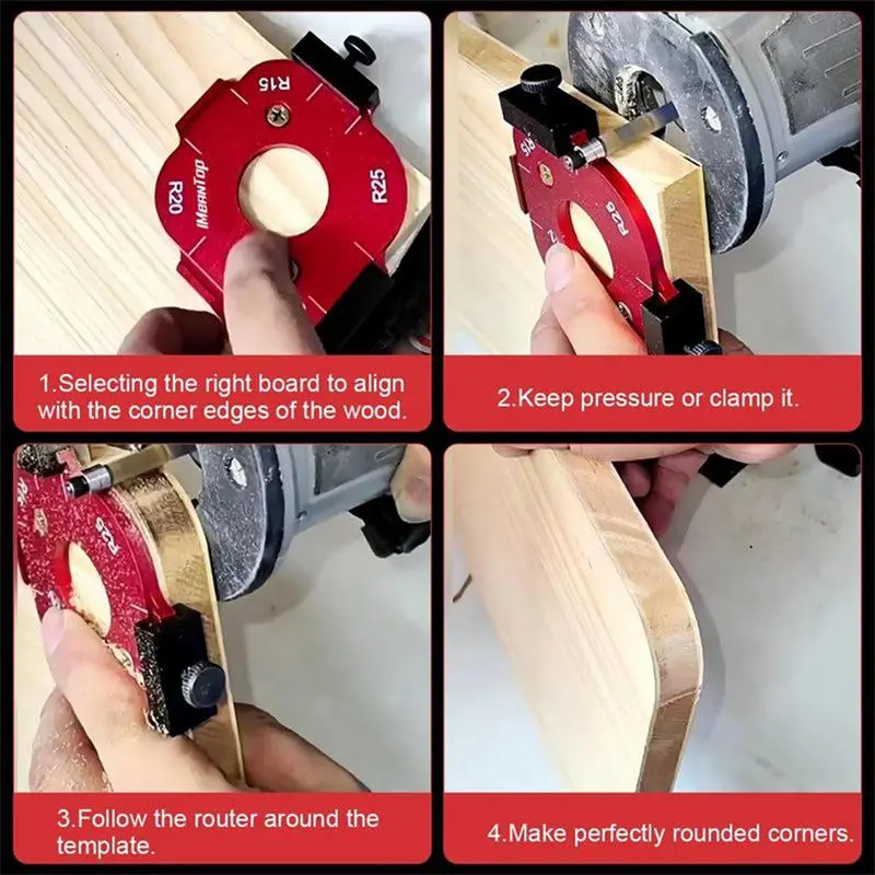 Router Templates For Woodworking 2X Router Corner Templates Routing Guide Set Aluminum Alloy Arc Cutting Auxiliary Tool For