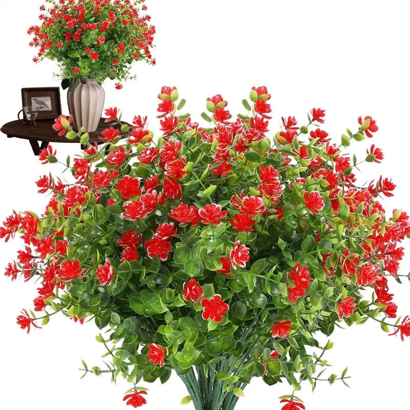 Fake Flowers Realistic Fake Plants UV Resistant Exquisite Home Decor Weatherproof Spring Decoration For Home Porch Patio Garden