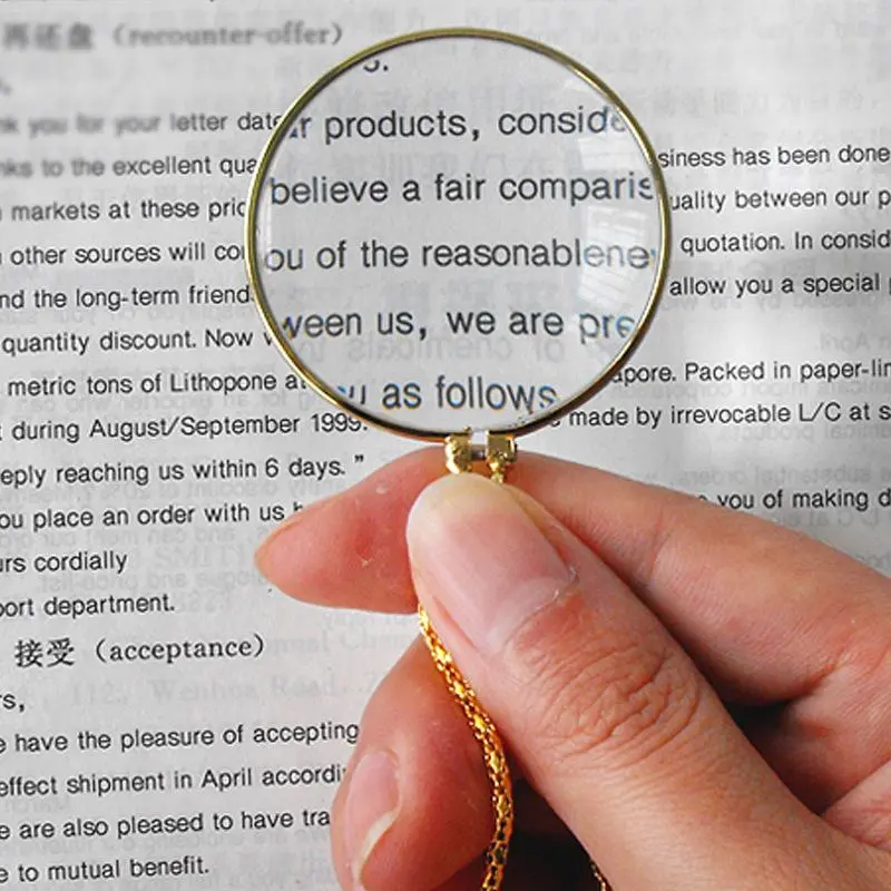 Decorative Monocle 5x Necklace Magnifier Magnifying Glass Pendant Gold Silver Plated Chain Necklace For Women Jewelry