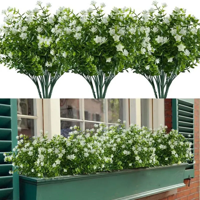 Fake Flowers Realistic Fake Plants UV Resistant Exquisite Home Decor Weatherproof Spring Decoration For Home Porch Patio Garden