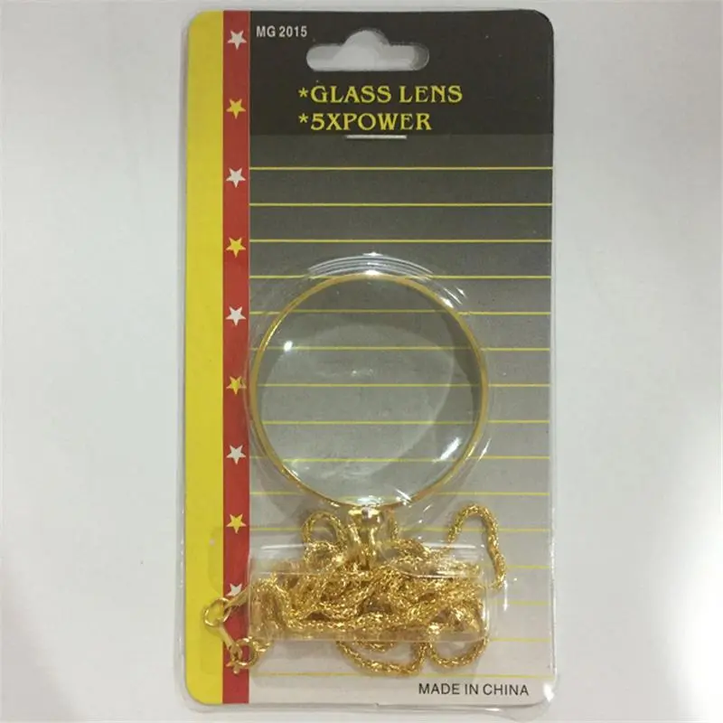 Decorative Monocle 5x Necklace Magnifier Magnifying Glass Pendant Gold Silver Plated Chain Necklace For Women Jewelry