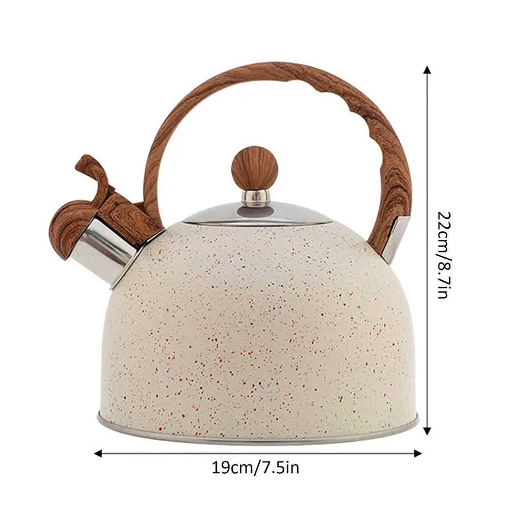 2.5L Stainless Steel Loud Whistling Tea Kettle Food Grade Tea Pot Stove Top Teapot Anti-Hot Wooden Handle For All Heat Source